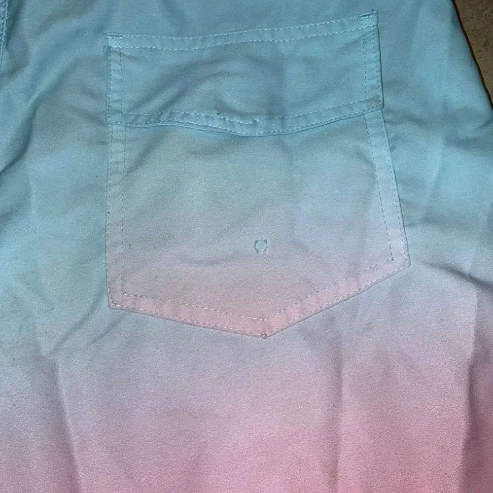 Milankerr Mens Ombre Swim Trunks Blue Pink Gradient Mesh Lined Shorts Small